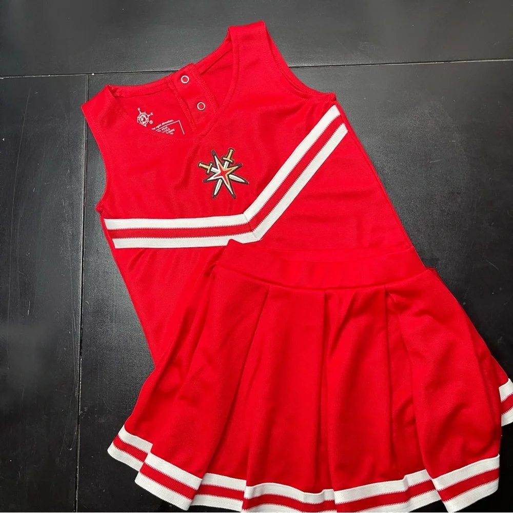 Cheerleading 2 Piece Outfit Top Skirt Red Knights Swords 4T
